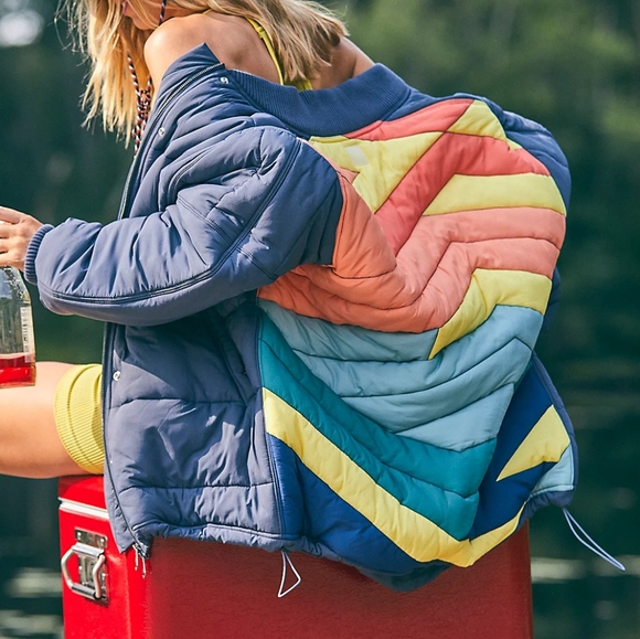 Free People Jackets & Blazers - NEW FP Movement Midnight Moon Puffer Bomber Jacket L